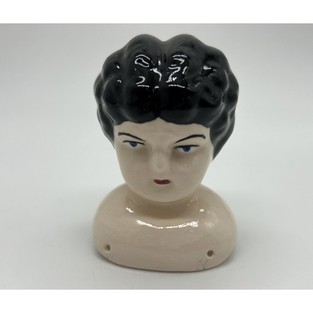 Vintage‎ Porcelain Ceramic China Girl Doll Head Shoulders Bust Blue Eyes